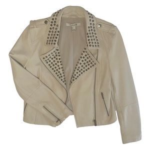 💝 4/$24 - Beige Studded Leather Jacket - Forever 21
